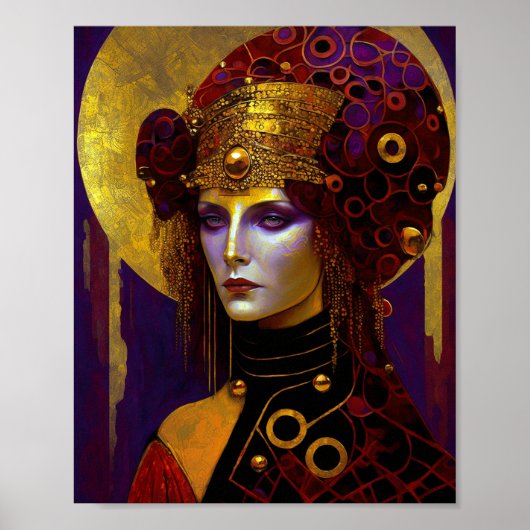 Klimt Geïnspireerd Poster van koningin godin (Voorkant)