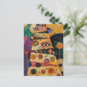 Klimt geïnspireerde Abstracte kerstboom Briefkaart (Staand voorkant)