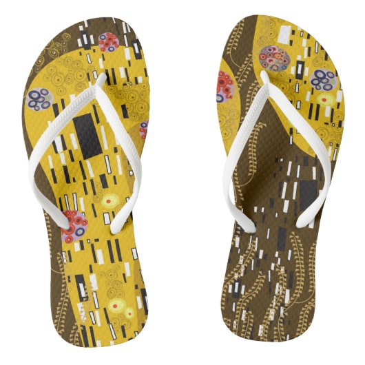 Klimt geïnspireerde Art Nouveau Gold Pattern Teenslippers (Voetbed)