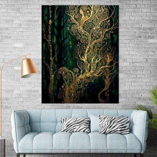 Klimt Geïnspireerde Gouden Bomen Abstract Poster