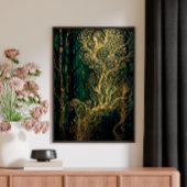 Klimt Geïnspireerde Gouden Bomen Abstract Poster