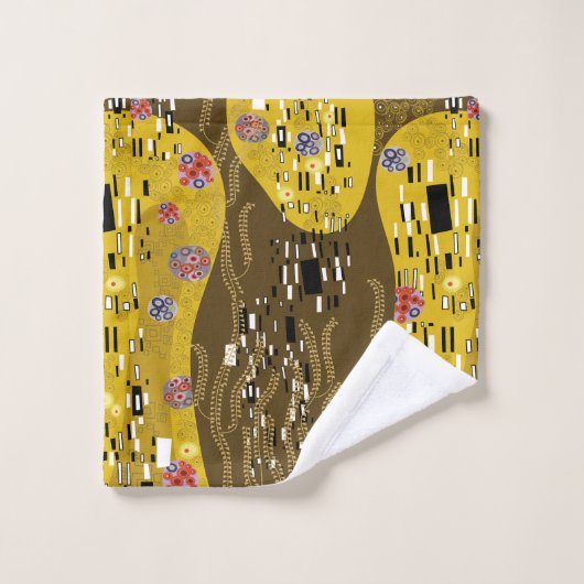 Klimt geïnspireerde gouden patroonkunst staat voor bad handdoek (Wasdoekje)