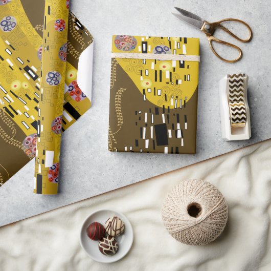 Klimt geïnspireerde gouden patroonkunst staat voor cadeaupapier (Crafts)