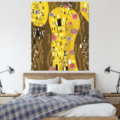 Klimt geïnspireerde gouden patroonkunst staat voor canvas afdruk (Insitu (Slaapkamer))