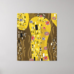 Klimt geïnspireerde gouden patroonkunst staat voor canvas afdruk