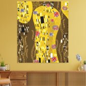 Klimt geïnspireerde gouden patroonkunst staat voor canvas afdruk (Insitu (Woonkamer))