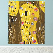 Klimt geïnspireerde gouden patroonkunst staat voor canvas afdruk (Insitu (Houten vloer))