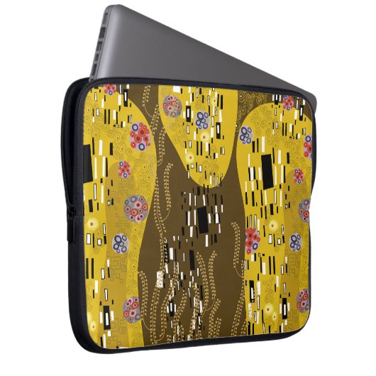 Klimt geïnspireerde gouden patroonkunst staat voor laptop sleeve (Voorkant Rechts)