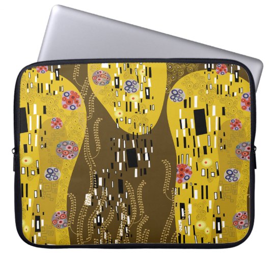 Klimt geïnspireerde gouden patroonkunst staat voor laptop sleeve (Voorkant)