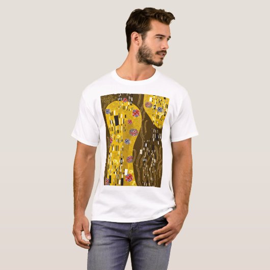 Klimt geïnspireerde gouden patroonkunst staat voor t-shirt (Voorkant volledig)