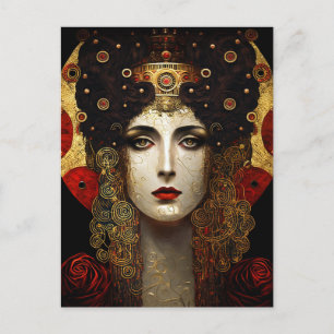 Klimt Geïnspireerde koningin Goddess Briefkaart
