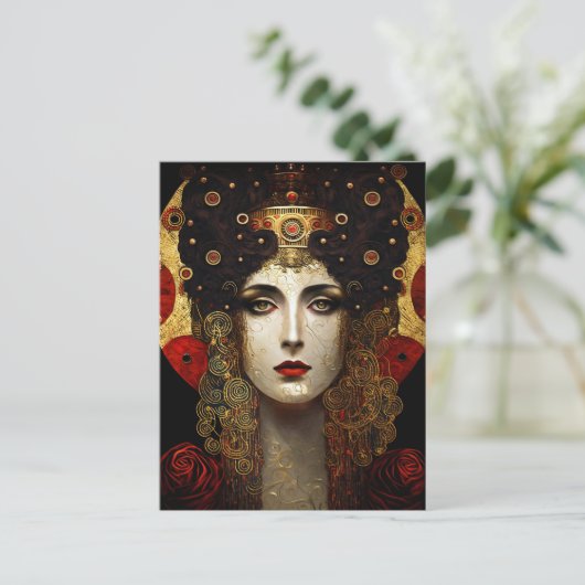 Klimt Geïnspireerde koningin Goddess Briefkaart (Staand voorkant)