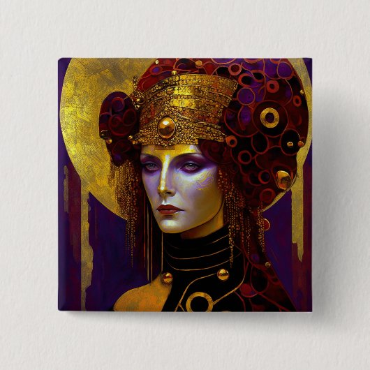 Klimt Geïnspireerde Koningin Goddess Button (Voorkant)