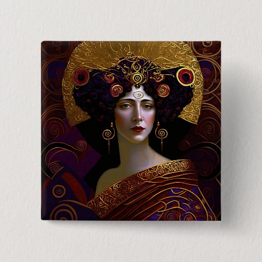 Klimt Geïnspireerde Koningin Goddess Button (Voorkant)