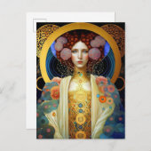 Klimt Geïnspireerde koningin Goddess Fantasy Art Briefkaart (Voorkant / Achterkant)