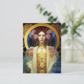 Klimt Geïnspireerde koningin Goddess Fantasy Art Briefkaart (Staand voorkant)