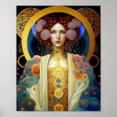 Klimt Geïnspireerde koningin Goddess Fantasy Art Poster (Voorkant)