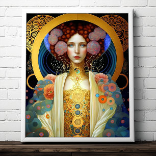 Klimt Geïnspireerde koningin Goddess Fantasy Art Poster