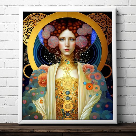 Klimt Geïnspireerde koningin Goddess Fantasy Art Poster