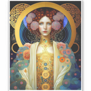 Klimt Geïnspireerde koningin Goddess Fantasy Art Sticker