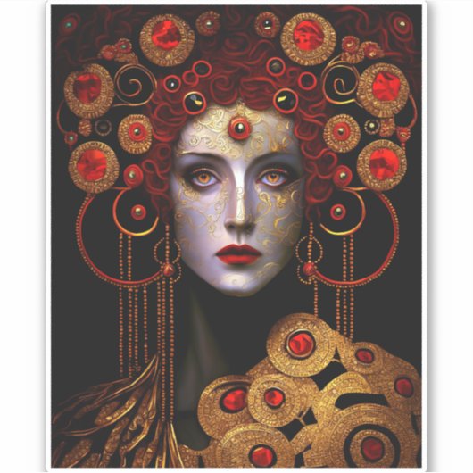 Klimt Geïnspireerde koningin Goddess Sticker (Voorkant)