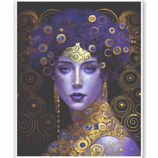 Klimt Geïnspireerde Koningin Goddess Sticker (Voorkant)