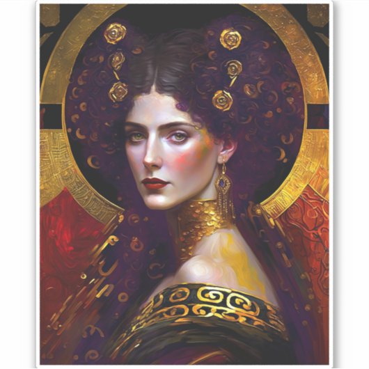 Klimt Geïnspireerde Koningin Goddess Sticker (Voorkant)