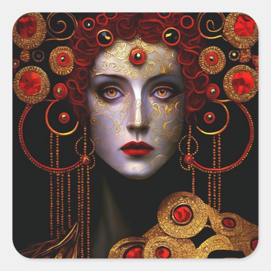 Klimt Geïnspireerde koningin Goddess Vierkante Sticker (Voorkant)
