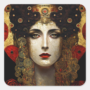 Klimt Geïnspireerde koningin Goddess Vierkante Sticker