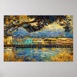 Klimt-geïnspireerde Monterey Bay-droom Poster