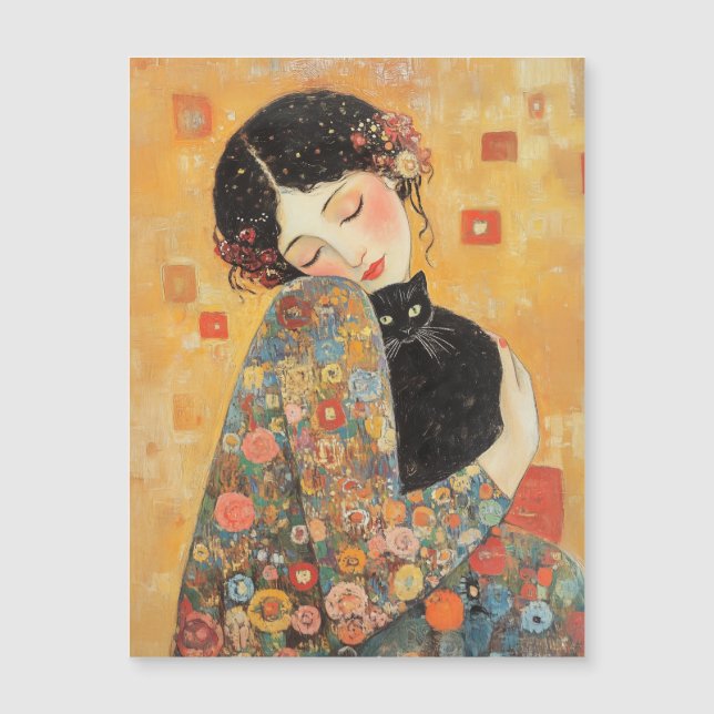 Klimt-geïnspireerde vrouw en kat (Voorkant)
