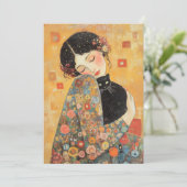 Klimt-geïnspireerde vrouw en kat kaart (Staand voorkant)