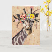 Klimt Giraffe| bloemen Kaart (Gele Bloem)