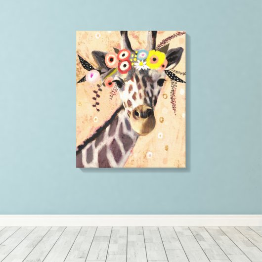 Klimt Giraffe | Bodemteelt Canvas Afdruk (Insitu (Houten vloer))