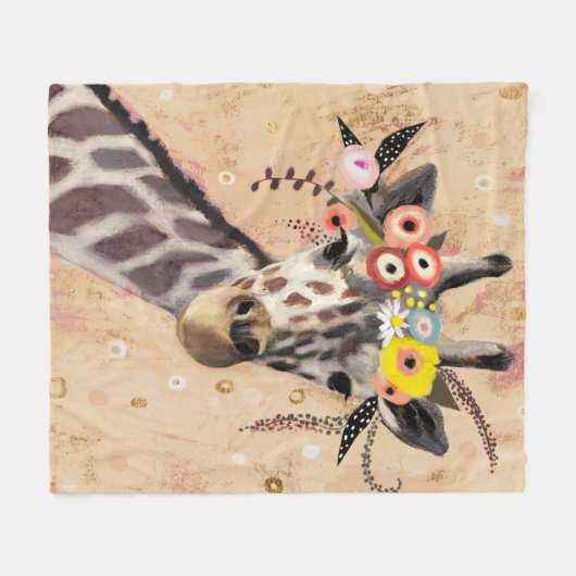 Klimt Giraffe | Bodemteelt Fleece Deken (Voorkant (Horizontaal))