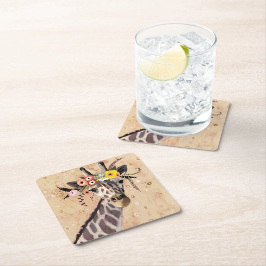 Klimt Giraffe | Bodemteelt Kartonnen Onderzetters (Insitu)