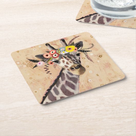 Klimt Giraffe | Bodemteelt Kartonnen Onderzetters (Schuin)