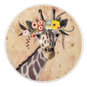 Klimt Giraffe | Bodemteelt Keramische Knop (Voorkant)