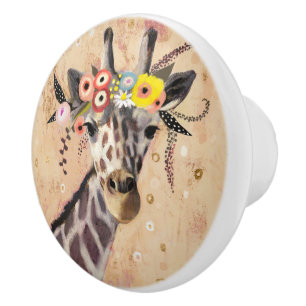 Klimt Giraffe   Bodemteelt Keramische Knop