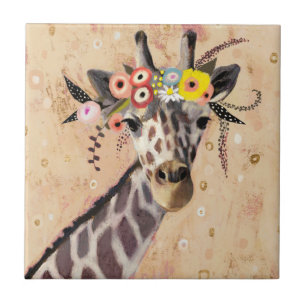 Klimt Giraffe   Bodemteelt Tegeltje