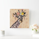 Klimt Giraffe | Bodemteelt Vierkante Klok (Huis)