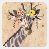Klimt Giraffe | Bodemteelt Vierkante Sticker (Voorkant)