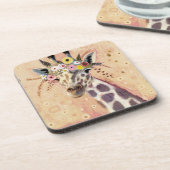 Klimt Giraffe | In bloemen toegevoegd Bier Onderzetter (Linkerzijde)