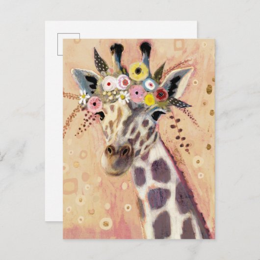 Klimt Giraffe | In bloemen toegevoegd Briefkaart (Voorkant / Achterkant)