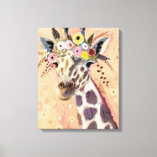 Klimt Giraffe | In bloemen toegevoegd Canvas Afdruk (Voorkant)