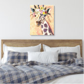 Klimt Giraffe | In bloemen toegevoegd Canvas Afdruk (Insitu (Slaapkamer))