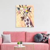 Klimt Giraffe | In bloemen toegevoegd Canvas Afdruk (Insitu (Woonkamer))