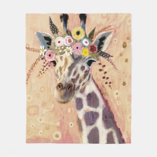 Klimt Giraffe | In bloemen toegevoegd Fleece Deken (Voorkant)