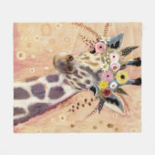 Klimt Giraffe | In bloemen toegevoegd Fleece Deken (Voorkant (Horizontaal))