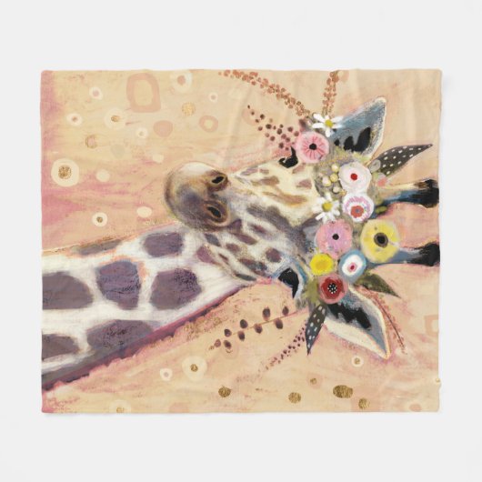 Klimt Giraffe | In bloemen toegevoegd Fleece Deken (Voorkant (Horizontaal))